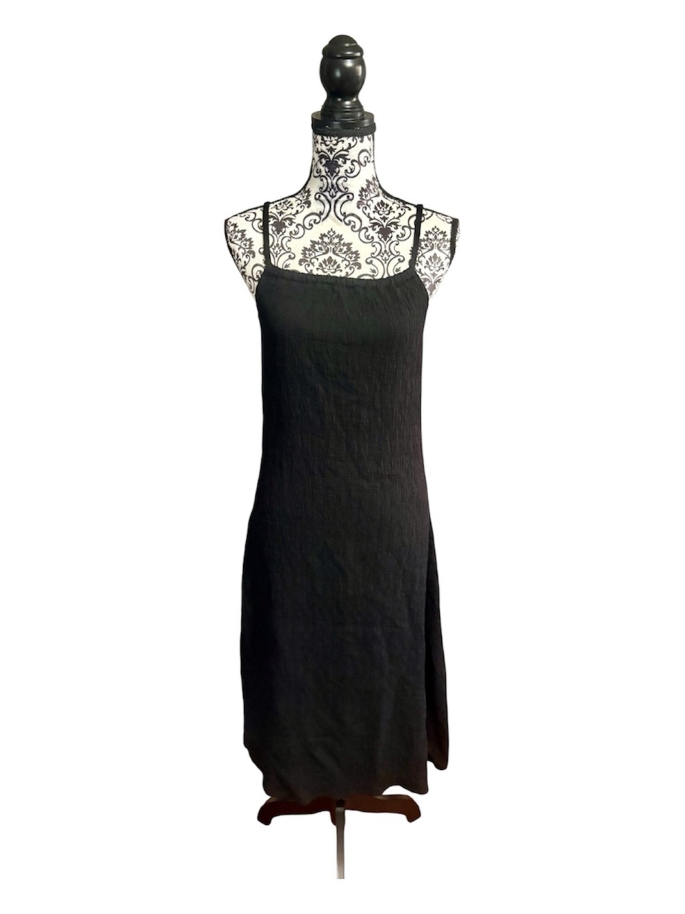 90s Style Black Slip Dress with Thin Straps